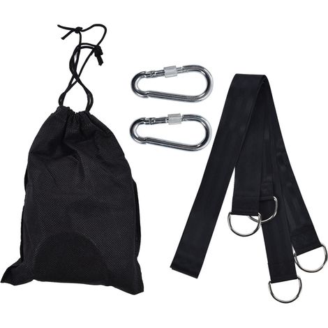 Sangle de hamac réglable 1,53 m en polyester résistant avec mousqueton pour jardin extérieur et balançoire (1/5)
