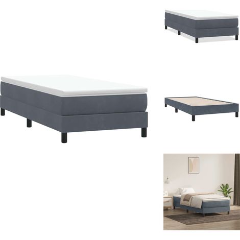 Boxspringbett ohne Matratze Dunkelgrau 80x210 cm Samt - Boxspringbett - Boxspringbetten - Bett - Schlafzimmermöbel (1/5)