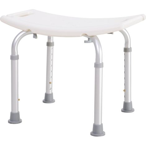 Sgabello per Doccia Bagno antiscivolo bianco altezza regolabile (1/5)