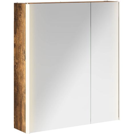 Mobiletto per specchio da bagno Rovere fumé 63,5 x 15,5 x 70 cm vidaXL