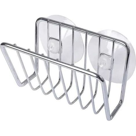 Porte-éponge en acier inoxydable avec ventouse solide, 11x6x6 cm (1/5)