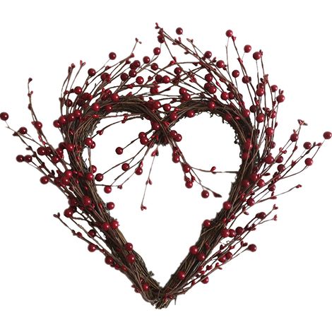 Couronne en forme de cœur, Adorable grande décoration artificielle en mousse de vigne faite à la main, 40cm (1/5)
