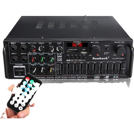 Amplificateur Audio, 2000W de Puissance de Crête, Fonctionnalités Bluetooth et Égaliseur, 326BT 220V