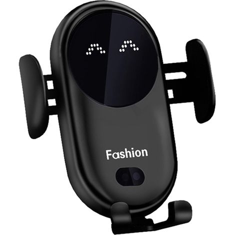 Chargeur de voiture sans fil, support de téléphone de voiture mignon, support de smartphone à fixation automatique sur grille d'aération (noir) (1/5)