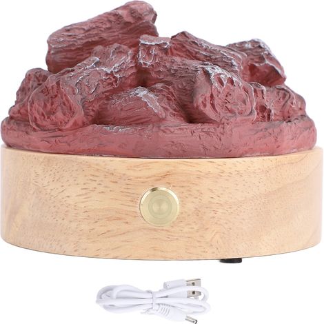 Lampe LED à flamme artificielle, en résine de bois, à piles, Simulation de charbon de bois, faux feu de camp, veilleuse pour la décoration de la maison (1/5)