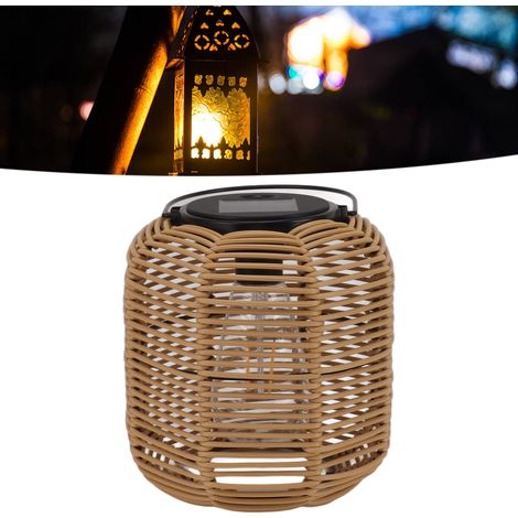 Lanterne solaire d'extérieur, suspendue, étanche, décorative, en osier, pour table, terrasse, jardin, balcon, tungstène - AquaForge (1/5)