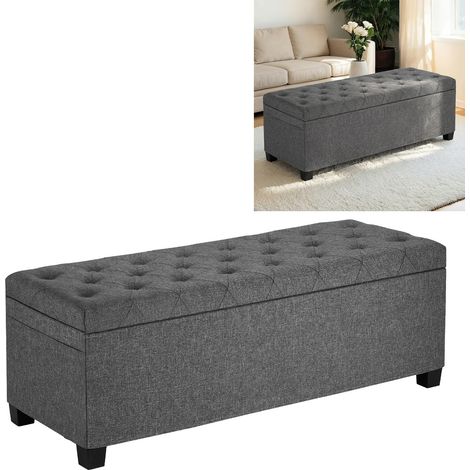 Mophorn Taburete de almacenamiento plegable con capacidad de carga de hasta 299,37 kg, diseño acolchado y estructura metálica, ideal para salón, dormitorio y pasillo, gris, 1100 x 400 x 400 mm (1/5)