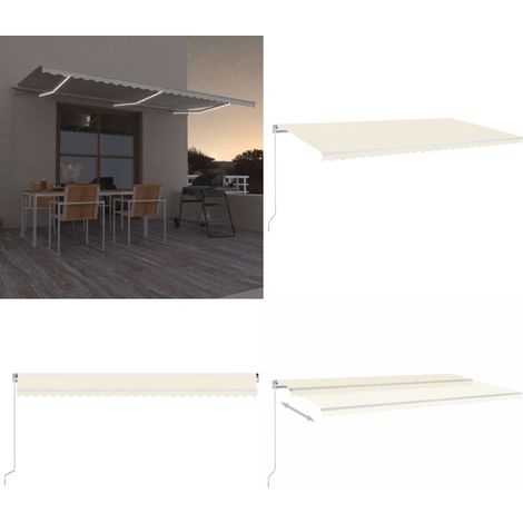 Auvent manuel rétractable avec LED 600x300 cm Crème - Auvent Retractable - Abri Soleil - Pergola Pliable - Tonnelle Exterieur - Stores Exterieurs - Home & Living (1/5)