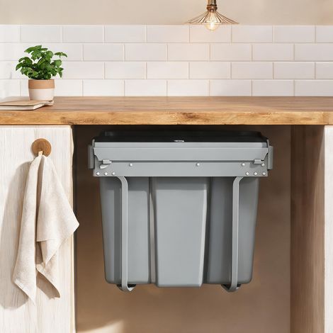 Poubelle coloris gris en plastique 52 x 26 x 40,8 cm (1/5)