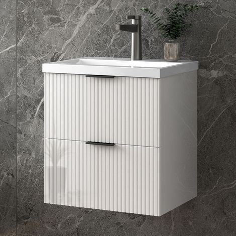 Biubiubath 500mm Bathroom Vanity Unit Basin Sink Wall Hung Gloss White