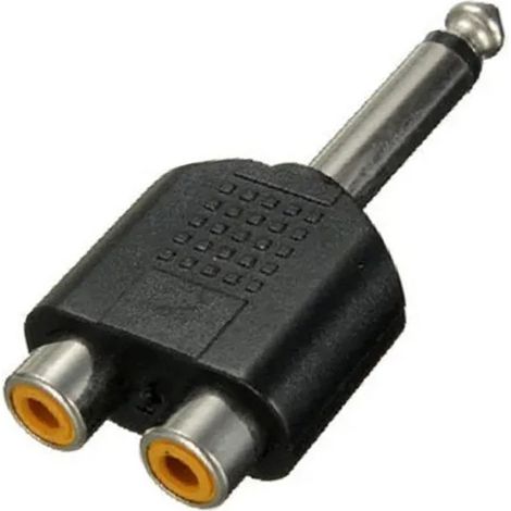TRADE SHOP - Connettore Adattatore 1 Jack 6,5mm Spina Maschio–2 Rca Femmina Stereo Maxtech C-018 - (1/4)