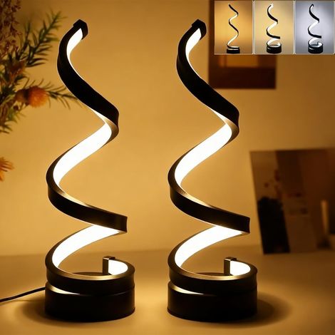 Lampe de Table Dimmable de Bureau Spirale LED, Lampe de Chevet, 3 Couleurs, Lumière de Bureau pour Chambre à Coucher, Salon (2) (1/5)