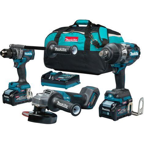 Makita – Kit combiné 40V DK0158G301 – 2 batteries 4Ah – Moteur Brushless – Perceuse-visseuse, visseuse à percussion, meuleuse