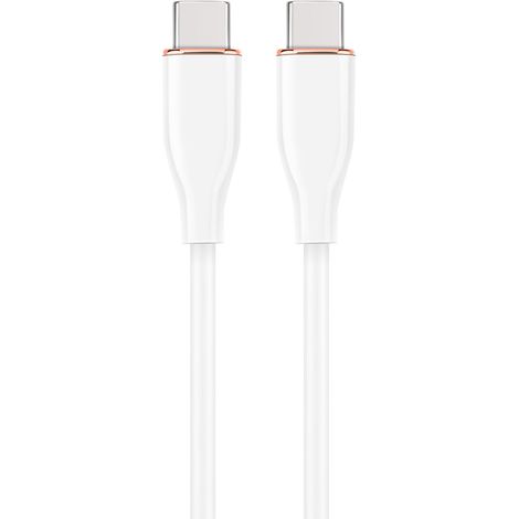 Cable de carga y datos Power Delivery (PD) Tipo-C de silicona de alta calidad, 1,5 m, Blanco