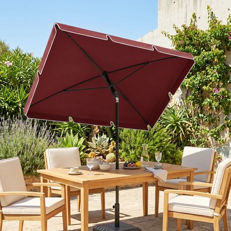 Sombrilla de Terraza de Aluminio 2x1,3x2,5 m Parasol de Jardín Rectangular con Función de Inclinación Rojo Vino (1/5)