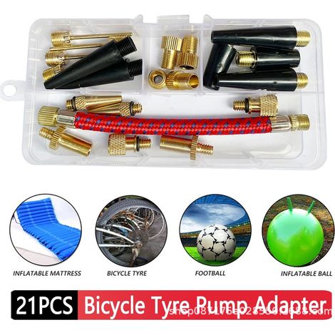 Kit d'outils adaptateurs pour pompe à pneus de vélo (21 pièces), outils de réparation anti-obstruction (1/5)