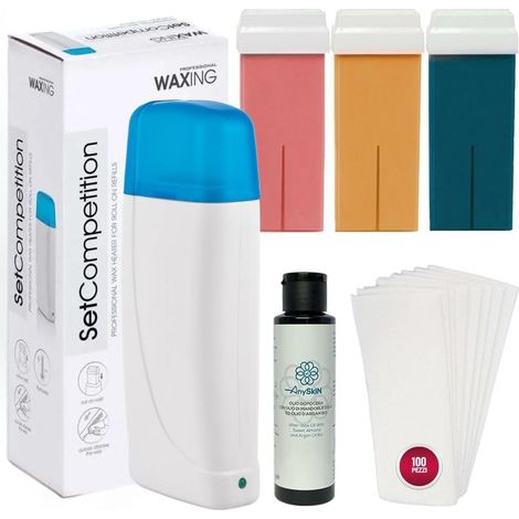 Kit d'épilation Chauffe-cire + 3 rouleaux de recharges + après cire + 100 bandes d'épilation (1/5)