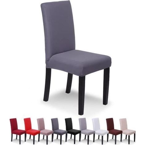 E-SENIOR-4PCS Housse de chaise/revêtement housse/revêtement pour chaise Gris (1/4)