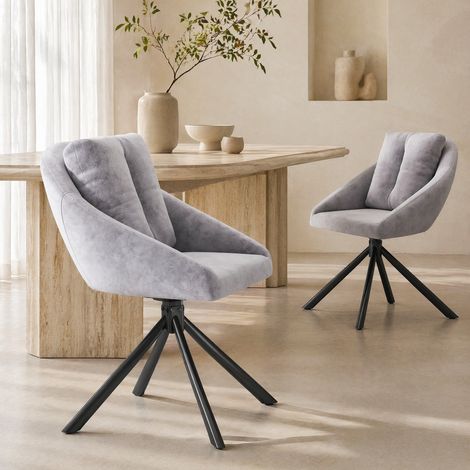 MEUBLIV Esszimmerstuhl Grau 65x59x79 cm – drehbar aus Samt (1/5)