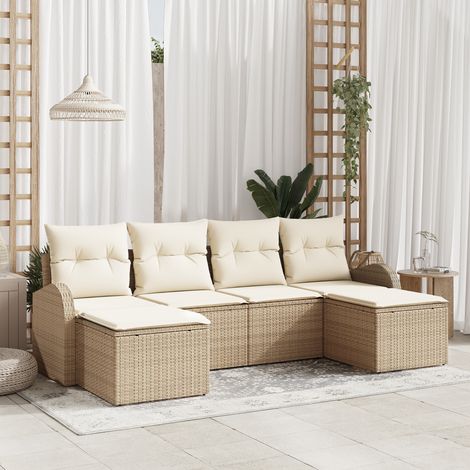 vidaXL Garden Sofa Set 6 pcs Beige [Synthetic]: Poly Rattan (1/5)