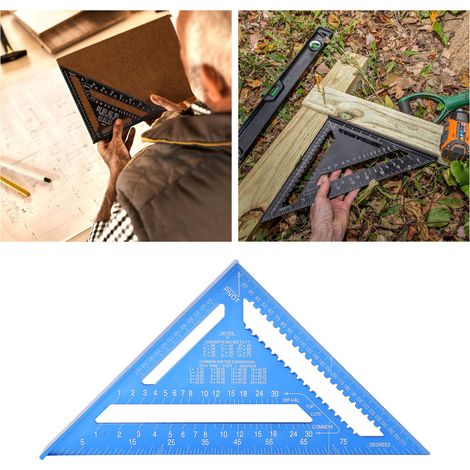 Règle En Aluminium Triangulaire Bleue Pour Mesures Précises - Idéale Pour Ingénieurs Et Menuisiers - Outil De Qualité Professionnelle-KZQ (1/5)