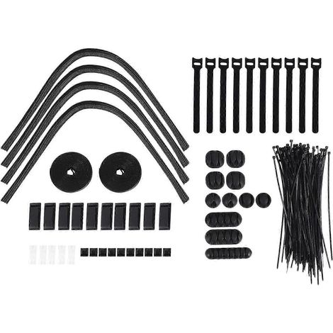 Kit de gestion de câbles de 152 pièces, comprenant des clips de rangement de câbles auto-adhésifs et des gaines de câbles. (1/5)