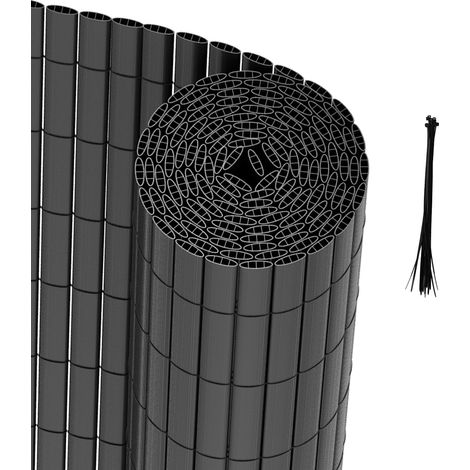 Randaco PVC Sichtschutzmatte Balkon & Zaun – Wetterfester Sichtschutzzaun für Zaun, Windschutz, Zuschneidbar Grau 80x400cm