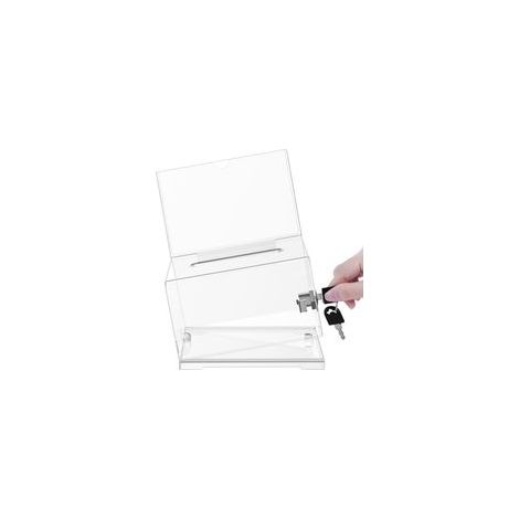 Urne Transparente Plexi en Plastique avec Verrou - Boite a Suggestions de L 11,5 x l 16 x H 10 cm - Urne de Vote, Urne Election, Urne Tirage au Sort, Carte de Visite, Concours