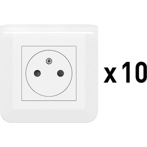 Legrand - Lot de 10 prises de courant Surface Mosaic complet à vis - blanc