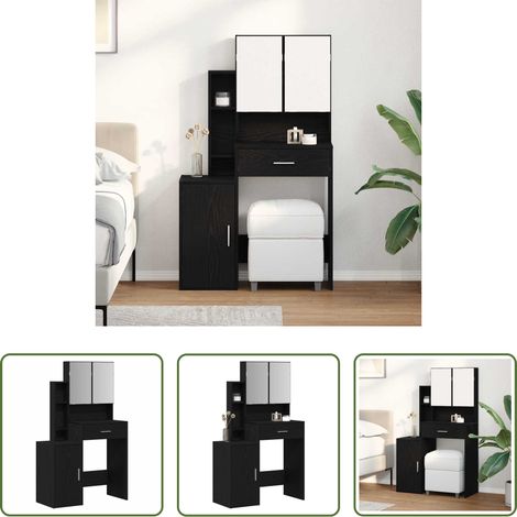 Spiegel -  Schminktisch mit Regal Schwarz Eichen-Optik 80 x 35 x 132 cm (1/5)