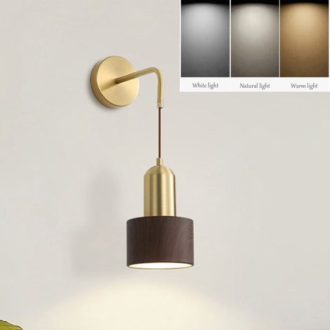 Lampada da parete da comodino — Applique LED moderna, altezza regolabile fino a 150 cm per soggiorni, hotel e uffici — Marrone (3000K–4000K–6000K) (1/5)