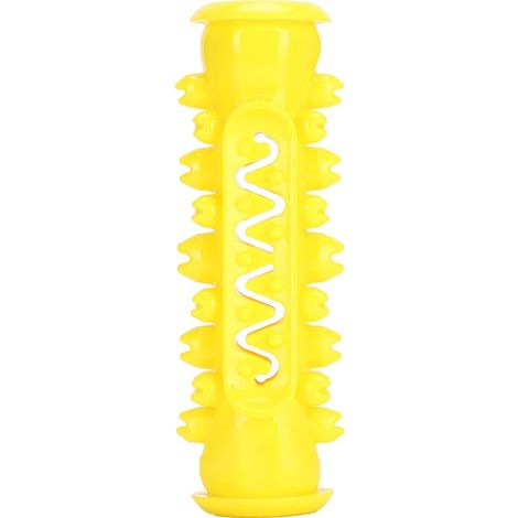 Chien de compagnie TPR sécurité molaire nettoyage dent tige Puzzle formation jouer mordre brosse à dents jouet jaune (1/5)