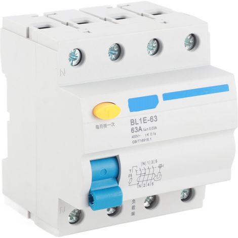 Disjoncteur différentiel 63A 30mA 230V BL1E-63 protection circuit contre fuites de courant (1/5)