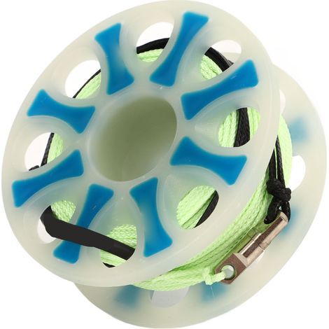 Finger Reiner 30m Tauchrolle aus nachtreflektierendem Polyestergewebe, flache Schnur, leicht und robust, mit Doppelhaken für Sporttauchen (blau). (1/5)