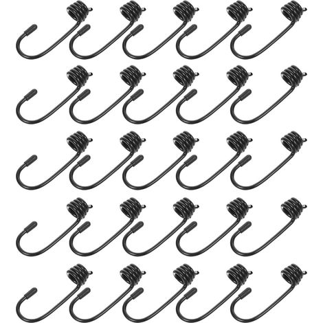 Filiyano-Lot de 25 crochets pour sandow d'extérieur, crochets en fil spiralé, embouts robustes en fer (1/5)
