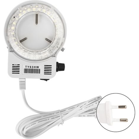 Caméra de microscope avec éclairage annulaire LED réglable et dimmable, source lumineuse pour loupe binoculaire, prise UE (100-240V) (1/5)