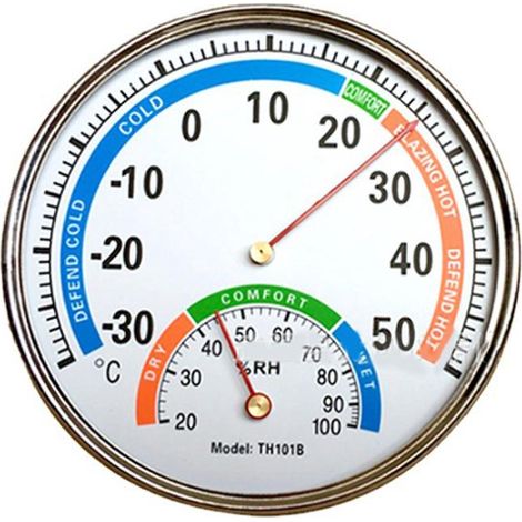 Thermomètre hygromètre Type pointeur entièrement en d'intérieur multifonction pour chambre de bébé hôpital pharmacie Métal (1/4)