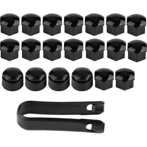 Lot de 20 Cache-Écrous de Roue Noir, Protection Anti-poussière en Plastique, 17mm, Capuchons de Protection pour Jantes Auto (1/5)