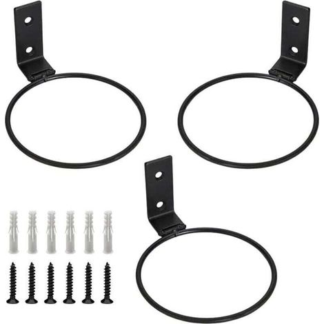 3 Pièces Supports Muraux pour Pot de Fleurs Anneau de Support de Pot de Fleur Plante Exterieur Porte Pots Anneau Titulaire Pliable Support Jardinière Metal avec Vis pour Intérieure Extérieur (1/4)