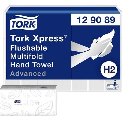 Tork Toallas de papel plegadas blancas de doble grosor (1/3)