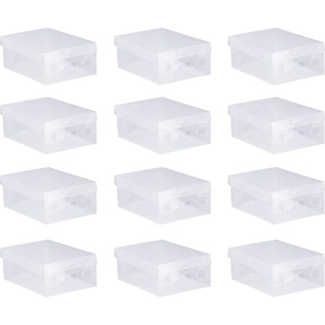 20 cajas de zapatos de plástico apilables, plegables, transparentes, zapatero que ahorra espacio para hombres y mujeres, 27,5189,5 cm