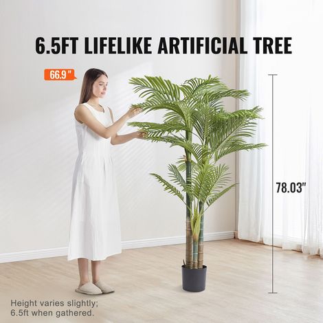 Palmier artificiel Gold Cane 2m, plante verte fausse en PE, stable anti-renversement, entretien facile, déco bureau maison entrepôt intérieur extérieur (1/5)