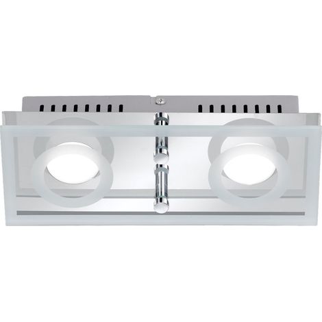 Plafoniera LED soggiorno lampada da parete faretto in vetro argento 2 fiamme WOFI 7475.02.01.0000 (1/4)