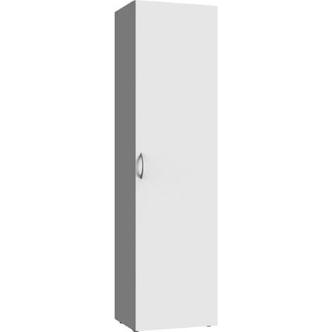 Pegane – Armoire de rangement 1 porte blanc – Dimensions 40x185x40 cm – Panneaux mélaminés – Pour espaces confinés