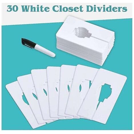 QORVA-40 séparateurs de placard pour suspendre des vêtements - Séparateurs de taille de vêtements rectangulaires pour racks, séparateurs de placard blancs (1/2)