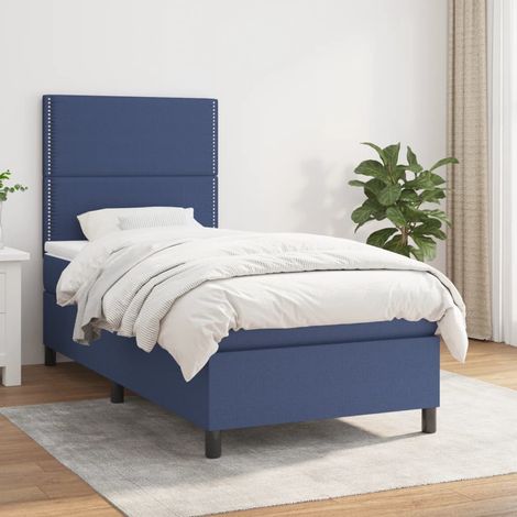 Cama box spring con colchón tela azul 100x200 cm vidaXL (1/5)