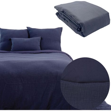 Parure 260x240 gaze coton MARINE + DH OBIO anthracite 140x200 (1/4)