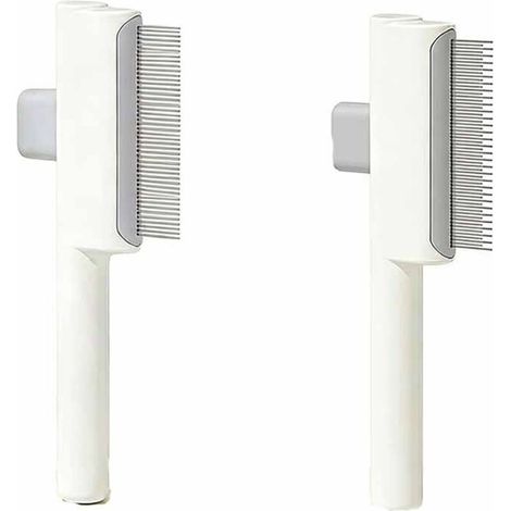 2 Pièces Peigne pour Chats, Peigne à Puces Autonettoyant pour Chat et Chien, Brosse de Toilettage pour Animaux de Compagnie Poil Court et Poil Long, pour Enlever Les Poils D'animaux, Blanc (1/5)
