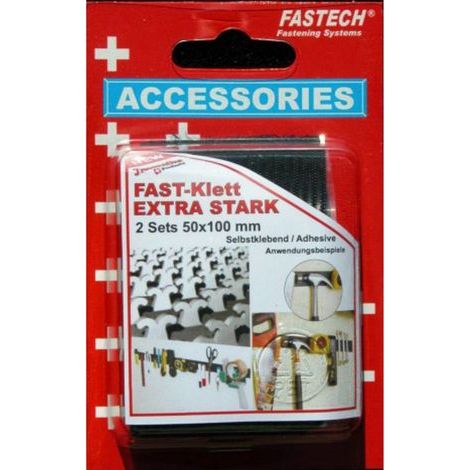 FASTECH® 730-330-2C Bande auto-agrippante hotmelt à coller partie velours et partie agrippante, extra-fort (L x l) 100 mm x 50 mm noir 2 paire(s) S26695 (1/3)