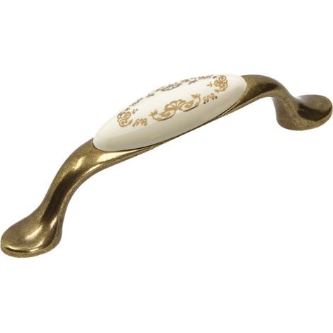 Tirador UP19, oro antiguo, porcelana MLK-3, 96 mm (1/2)